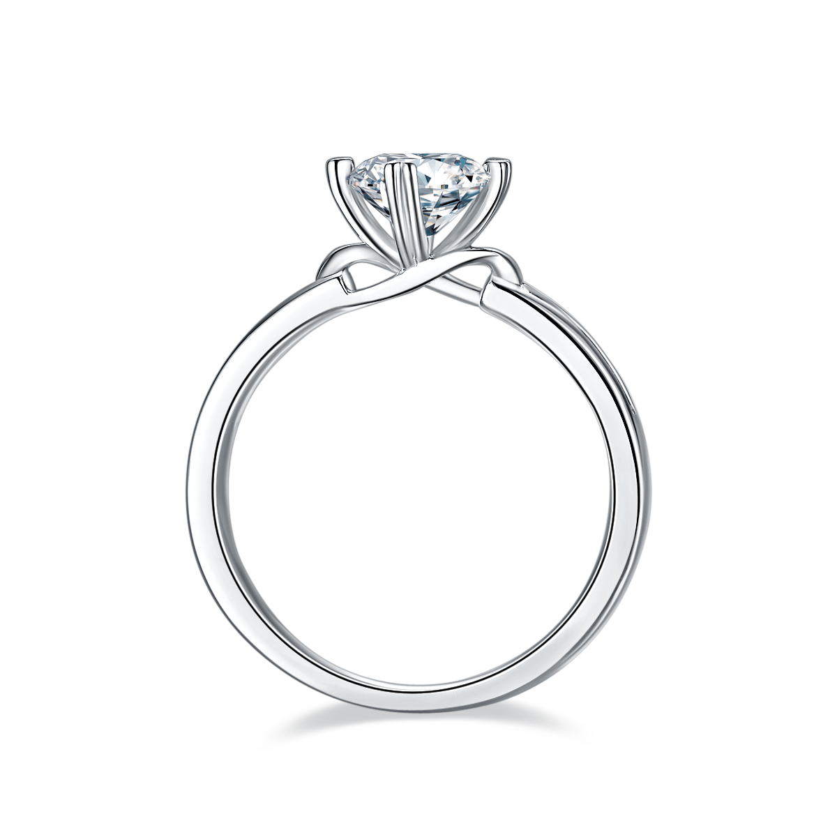 Straight arm minimalist twist flower S925 silver plated platinum Moissanite women's ring 1 carat D-grade